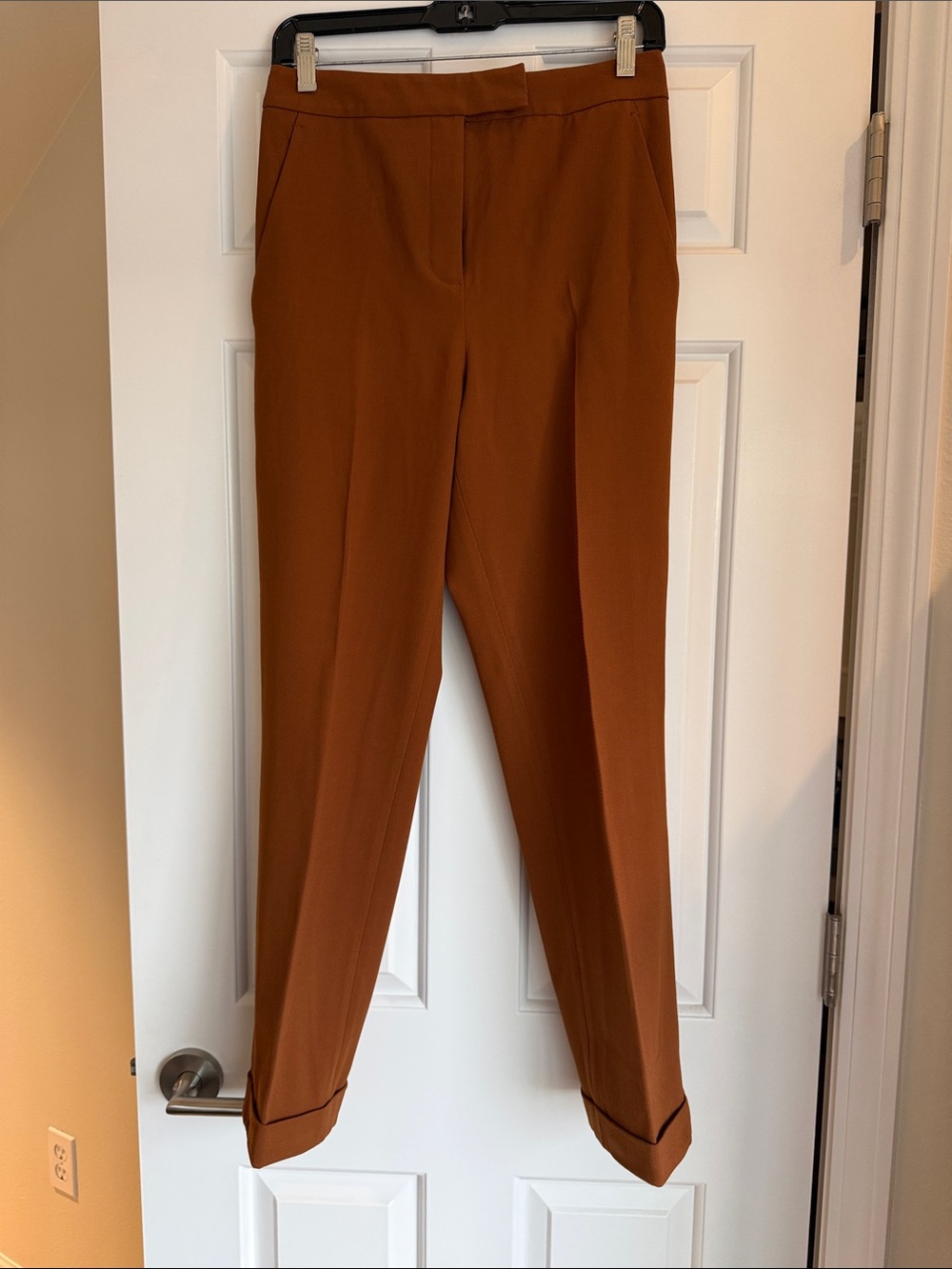 A.L.C. Tailored, Cuffed Trousers in Cognac Brown. Size 4